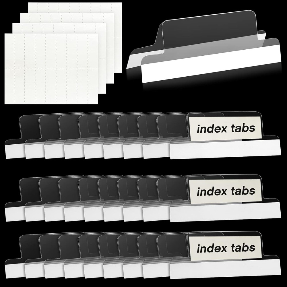 2 Inch Insertable Self-Adhesive Tabs with Printable 2 inch, Clear, White