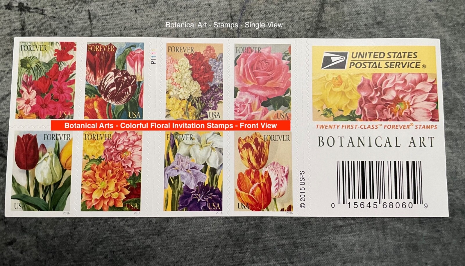 New Book of 20 Stamps – “Botanical Art” – Floral Celebration Stamps – 2016