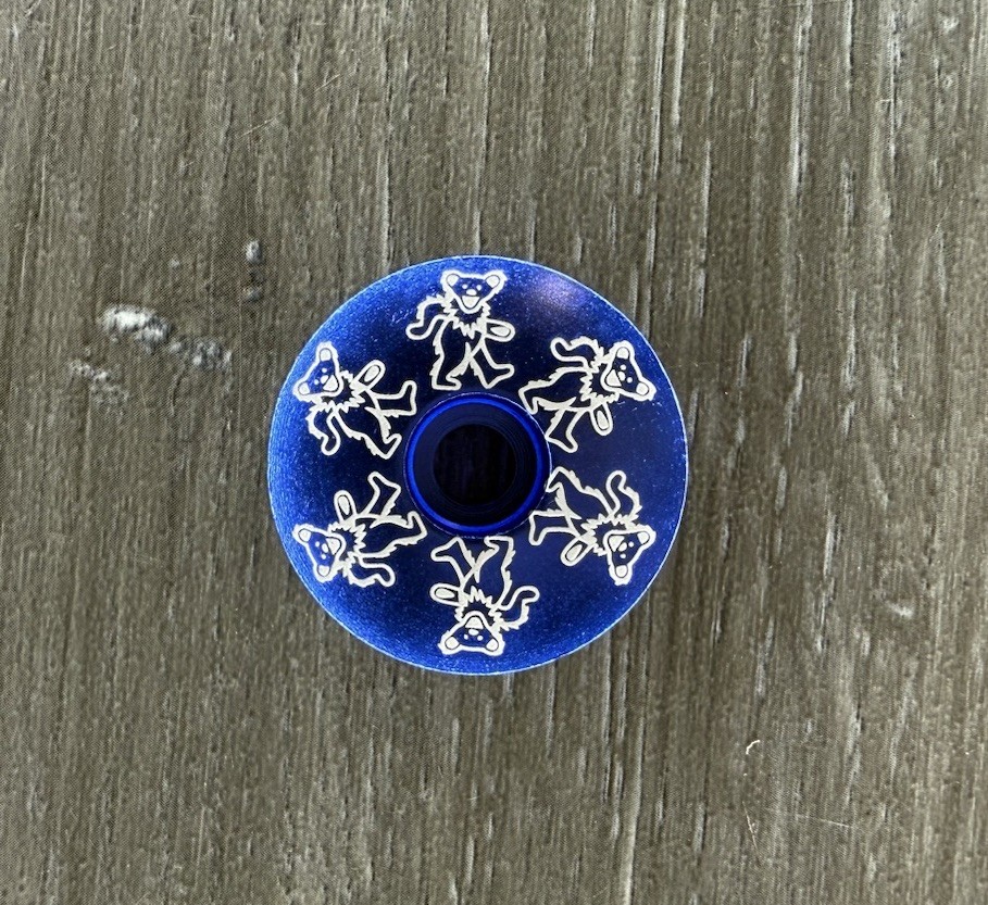 Dancing Bear Headset Stem Top Cap 1 1/8 Grateful Dead Blue