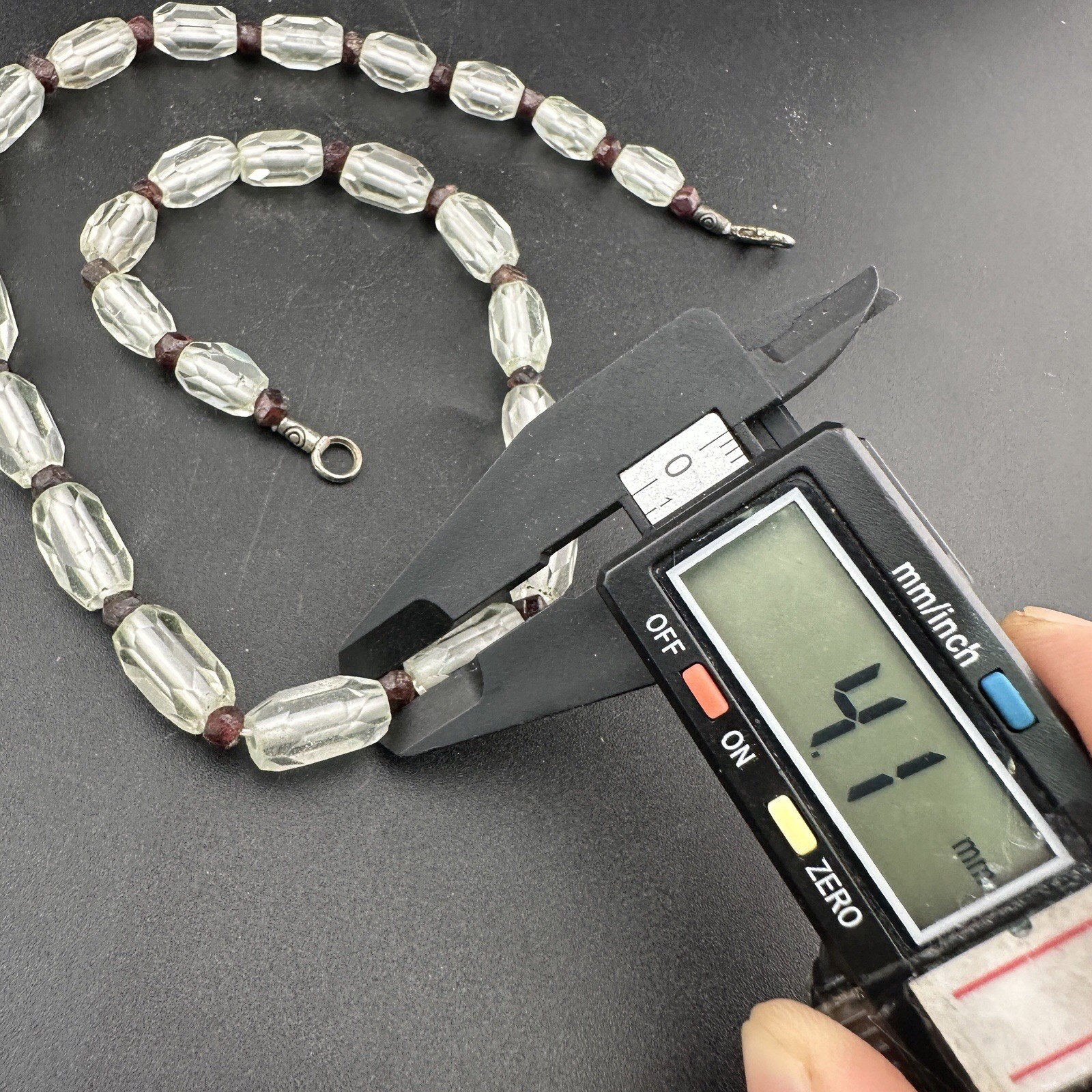 Stunning Vintage Himalayan Diamond Quartz With Garnet Beads Beautiful Necklace