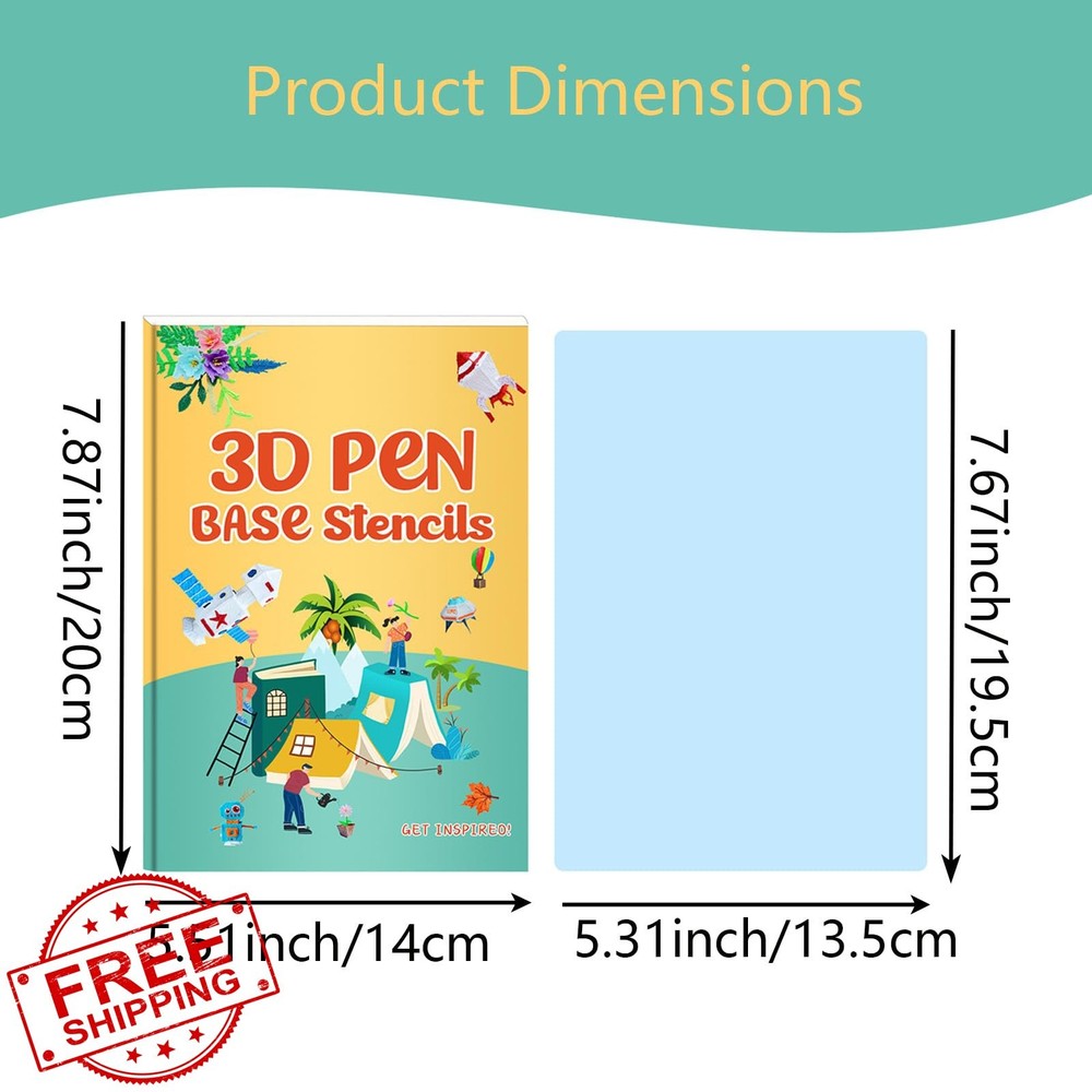 3D Printer Pen Stencils Paper Templates 22 Sheets 44 Patterns Small PVC Board