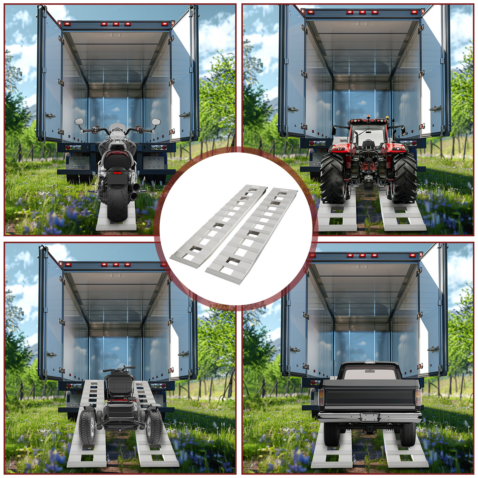 Pair Aluminum 6800LBS Hook End Ramps For Truck Car Auto Trailer 60''X15''