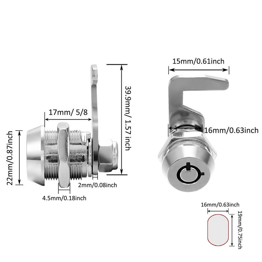 Secure and Reliable Chrome Finish Camlock with Keys Tool Box Replacement Lock