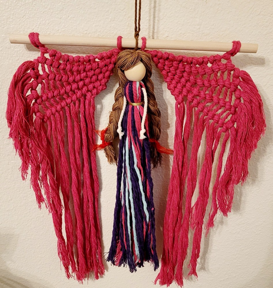 Macrame Handmade Wall Hanging Decor Crocheted Angel Doll Made From Cotton Thread