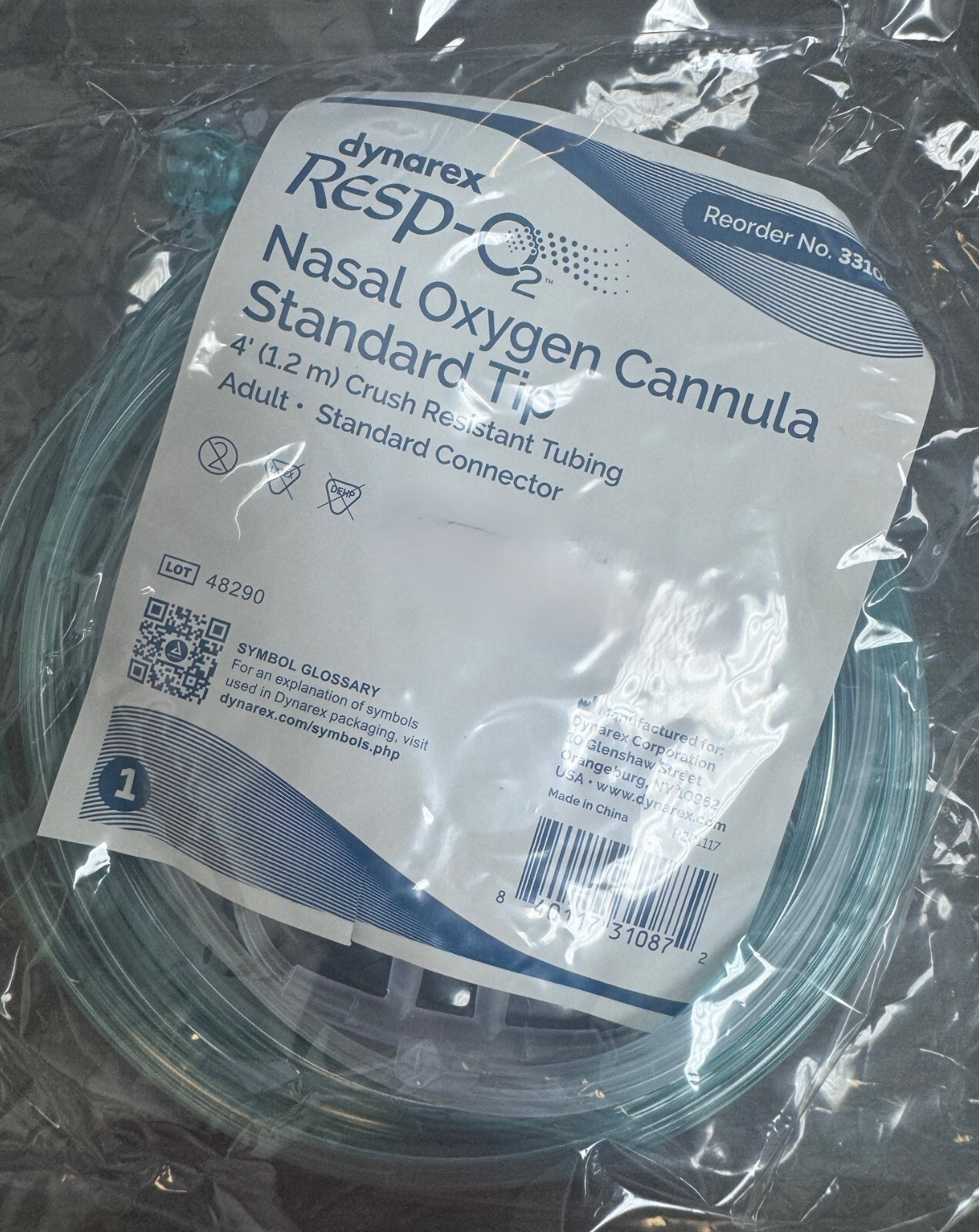 BOX OF 10 (TEN) 4FT Adult Flexible Tip Soft Nasal Oxygen Cannulas Green Standart