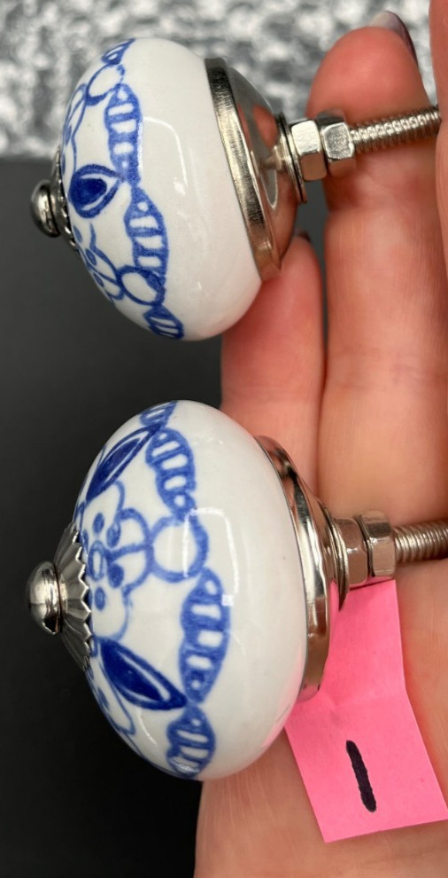 Vintage Blue White Ceramic Drawer Knobs Hand Painted Cabinet Pulls Pick & Choose