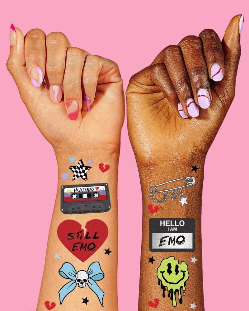 xo, Fetti Emo Temporary Tattoos - 54 Styles | Birthday Medium, Multicolor