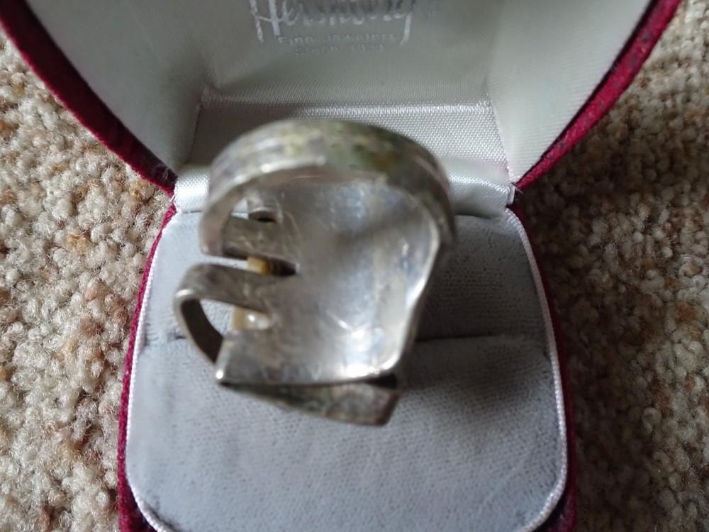 unique handcrafted agate ring sculpted from a fork