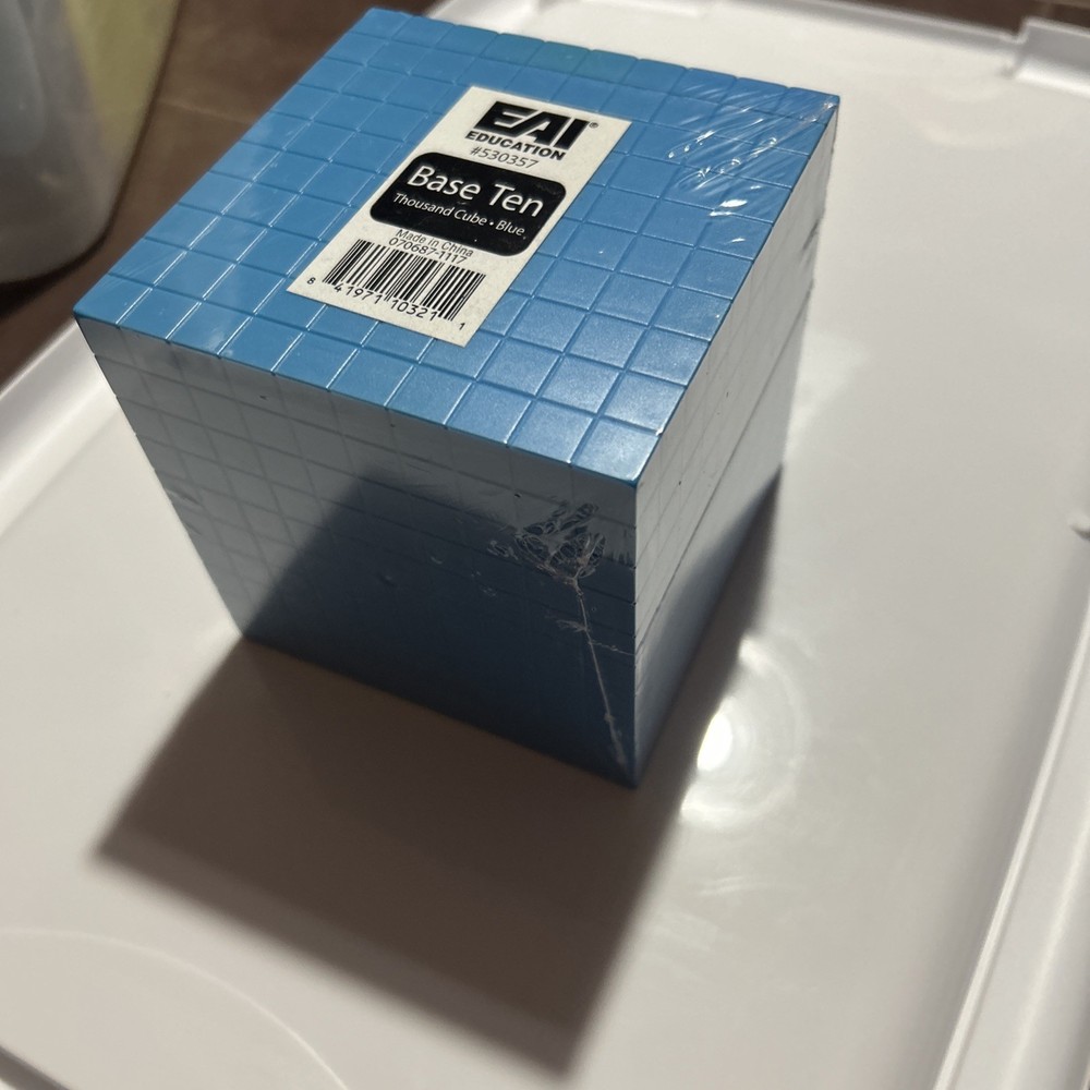 EAI Blue Plastic Base Ten Blocks Cube, 1000 Place Value Blocks, Plastic