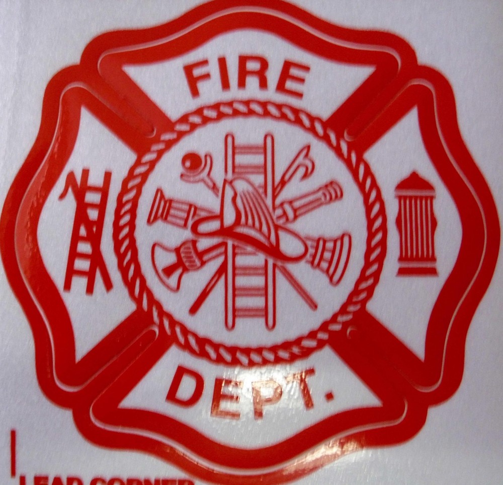 FIRE DEPT  3" 3M  RED WHITE REFLECTIVE DECAL STICKER