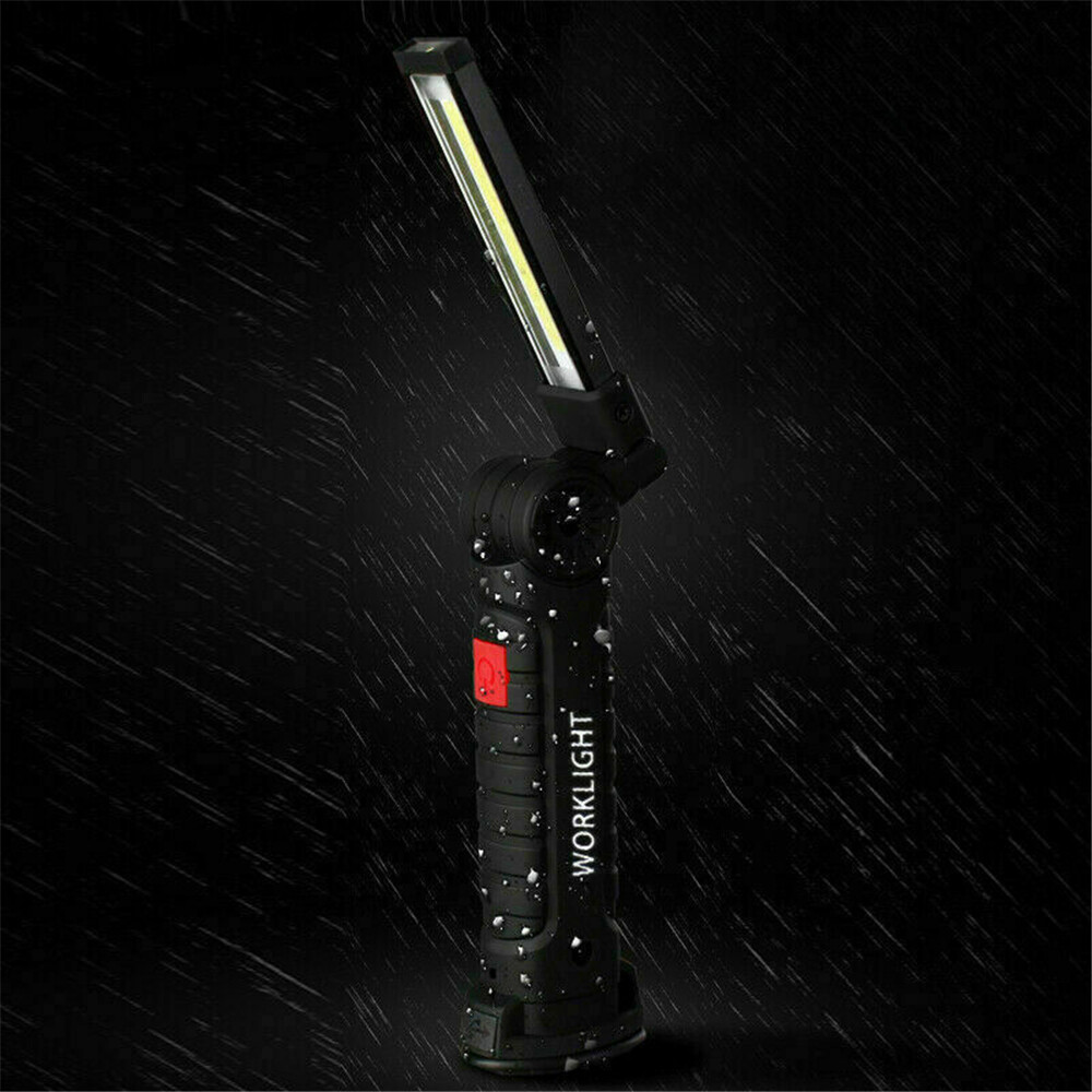 2x LED Rechargeable Work Light Magnet Flashlight Folding Torch Inspection Lamp