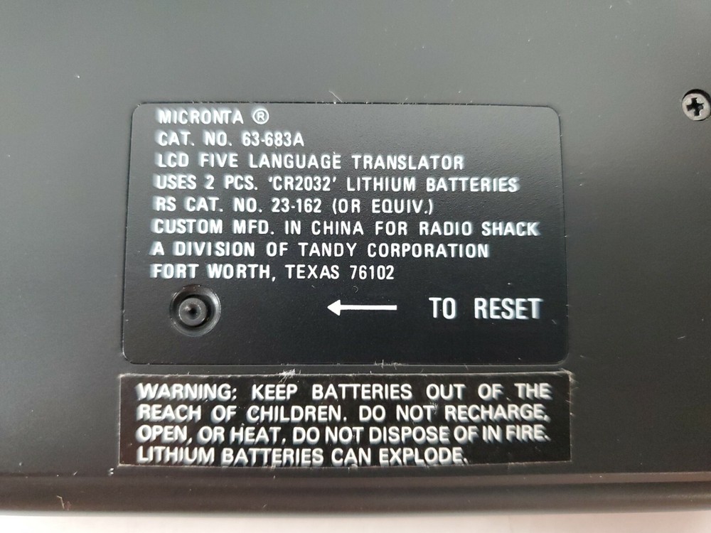 Micronta LCD Five Language Translator In Box Vintage 90s EUC 63-683A