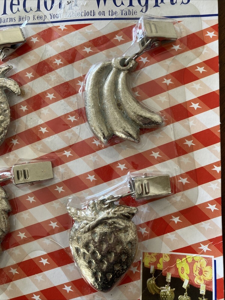 Fruit Tablecloth Weights Silver Metal - New In Package