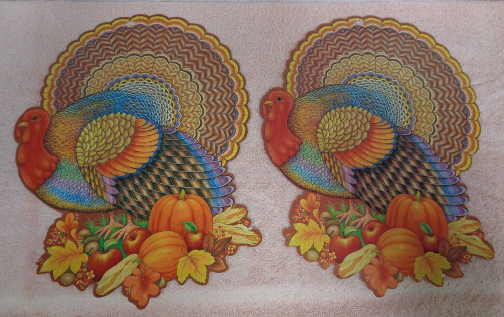 2 Thanksgiving Turkey Diecut Decorations - Double-Sided