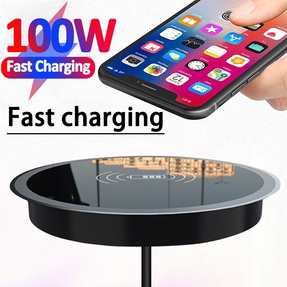 NEW 100W Fast Wireless Charger Desktop Embedded Charging Base for iPhone Samsung
