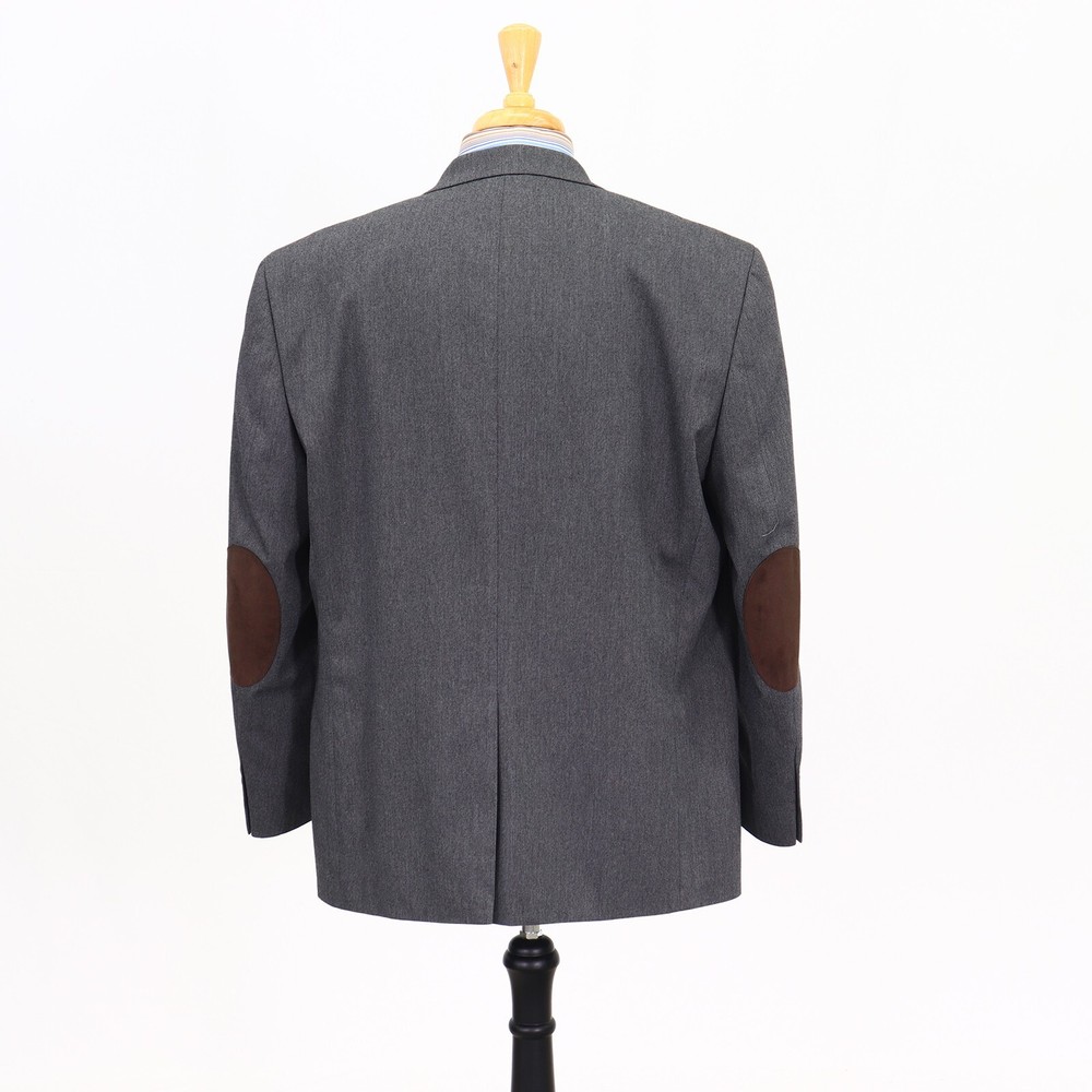 Chaps 46R Gray Sport Coat Blazer Jacket Solid 2B Polyester
