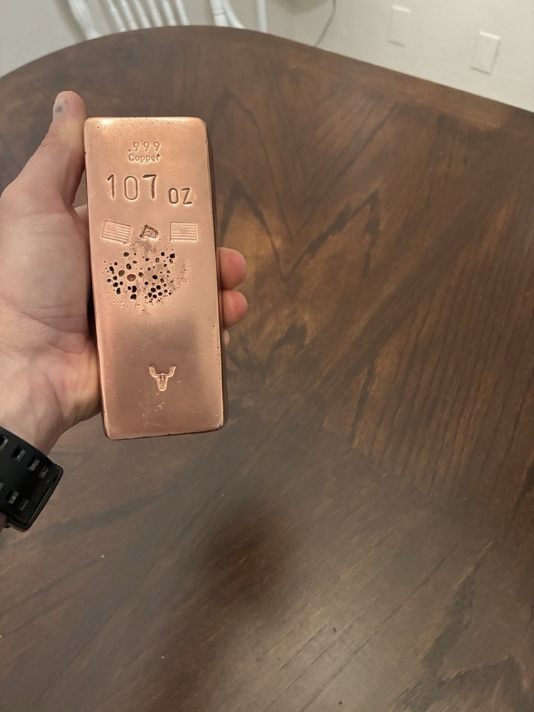 hand poured copper bar 107 Ounces