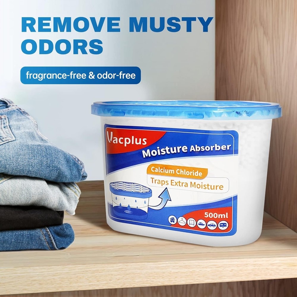Vacplus Moisture Absorbers - Dehumidifiers for Closet, Bathroom, Kitchen 3 Pack