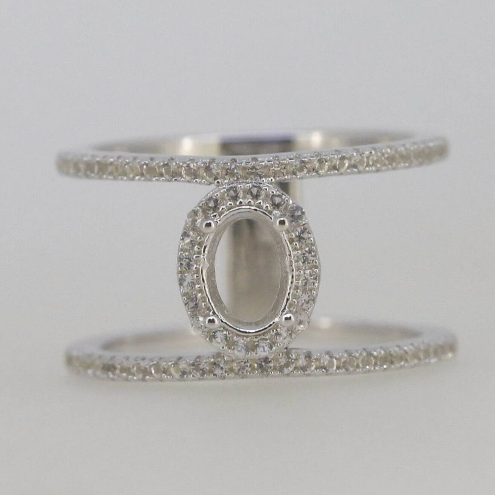 Oval 7x5 Semi Mount Engagement Ring For Her Setting 925 Sterling Silver