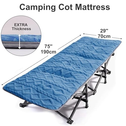 Folding Camping Cot Pad - Portable & Comfortable Outdoor Sleeping 1.8KG Blue