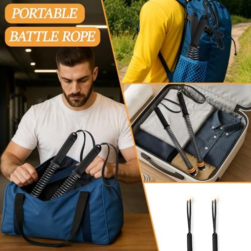 Ropeless Battle Ropes for Exercise Workout Rope, Portable Workout for Black