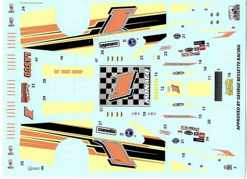 Ace Decals #1 George Bessette Modified waterslide decal