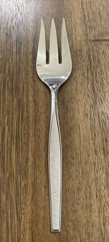 Gorham FABRIQUE MCM STAINLESS Flatware Textured Handle Large Serving Fork