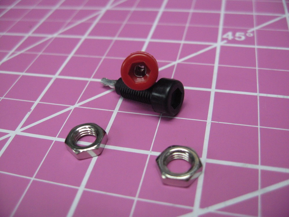 Johnson Cinch - Pin Tip Jack - Surface Mount - .080"/2mm - 1 Pair Red/Black