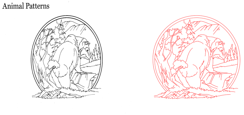 Bear animal Pattern Vector Plasma Router Laser Cut DXF file