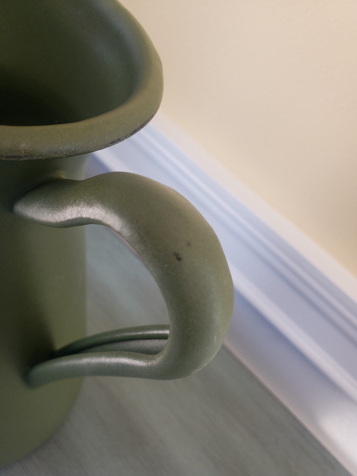 IKEA FARMHOUSE STYLE MATTE GREEN STEEL ENAMEL 9 INCH VASE/JUG