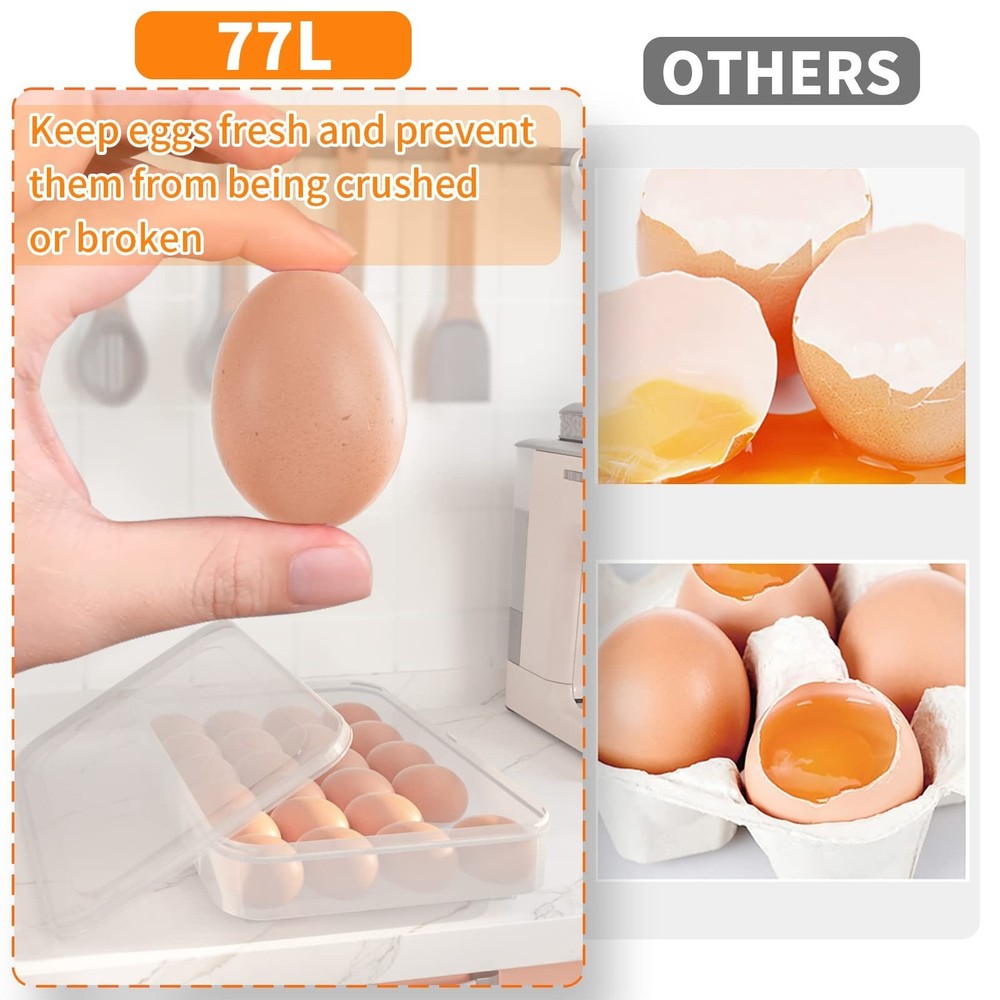 77L Deviled Egg Containers with Lid, (Set of 2), Plastic Egg Holder for Refri...