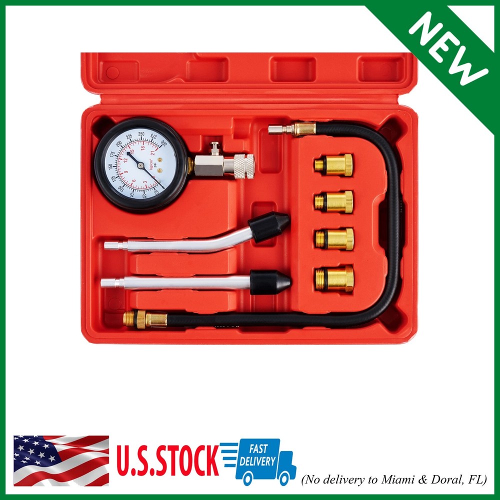 Petrol Engine Small Engine Cylinder Compression Tester w/ Adapter & Hose 300PSI