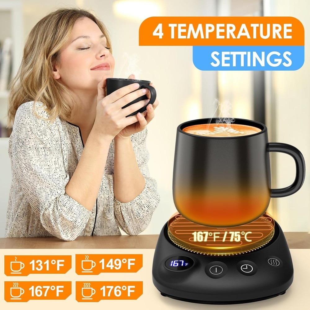 Smart Electric Beverage Warmer - 12H Timer, Auto Shut Off