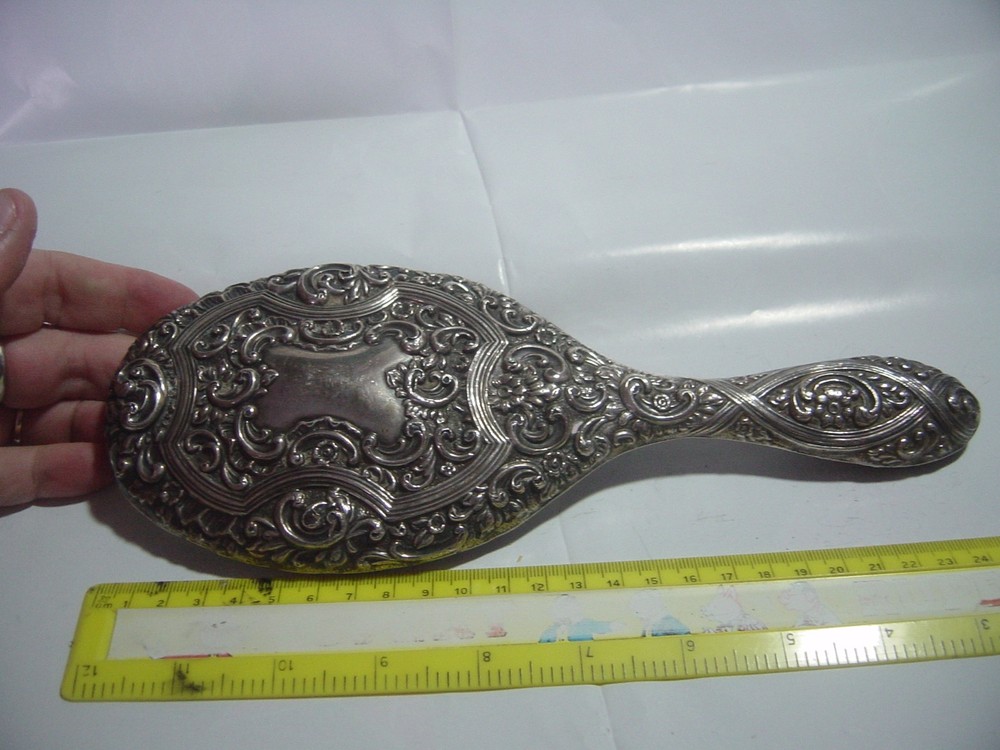 SPECTACULAR-SOLID SILVER - LARGE ELEGANT HAND HELD MIRROR-SUPERB DESIGN