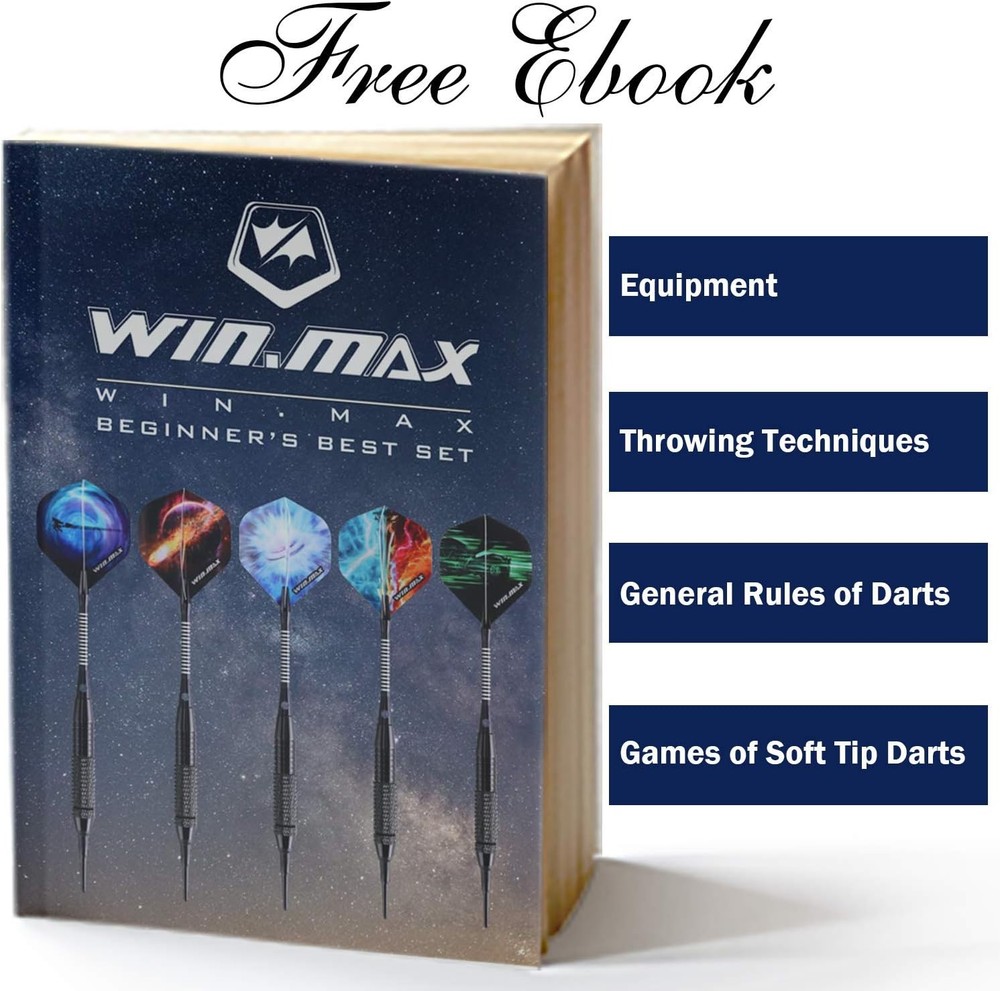 WIN.MAX Darts Plastic Tip - Soft Tip Darts Set - 12 Pcs 18 Gram with 100 Extra D