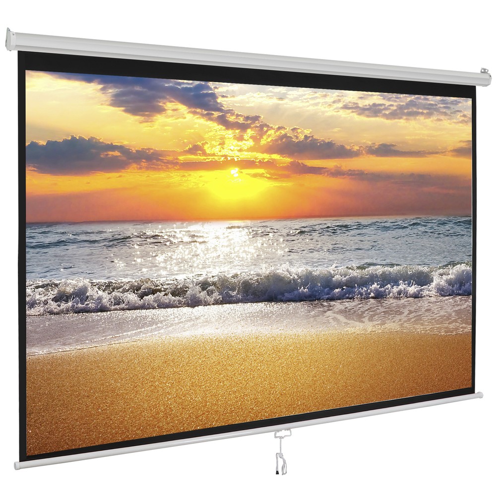 100" Projector Screen Manual Pull Down Projection Screen Theater 16:10 4K HD