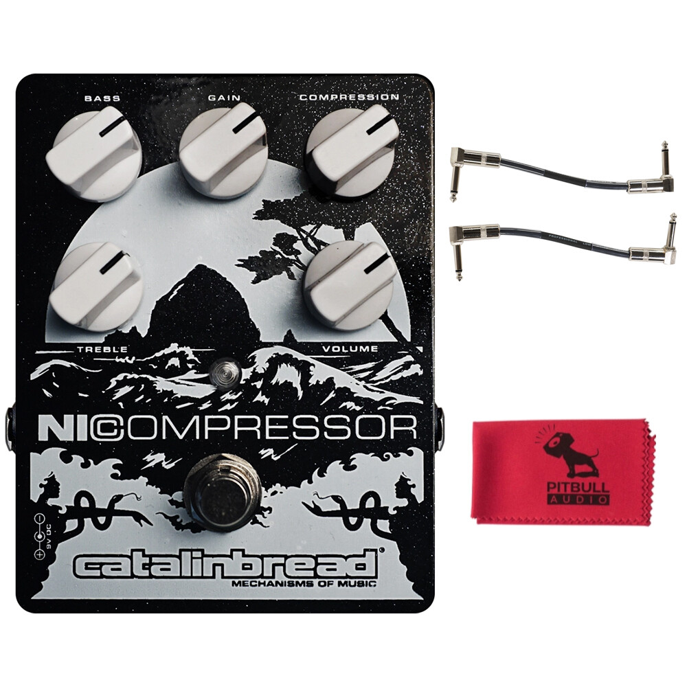Catalinbread NiCompressor Compressor Pedal, Black & Silver w/ Cables & Cloth