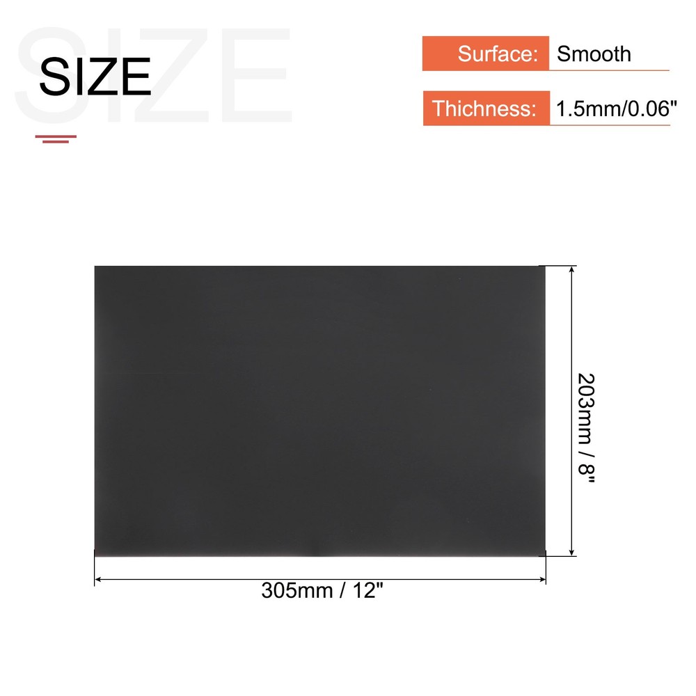 ABS Plastic Sheet 12" x 8" x 0.06" ABS Styrene Sheets Black 4 Pcs