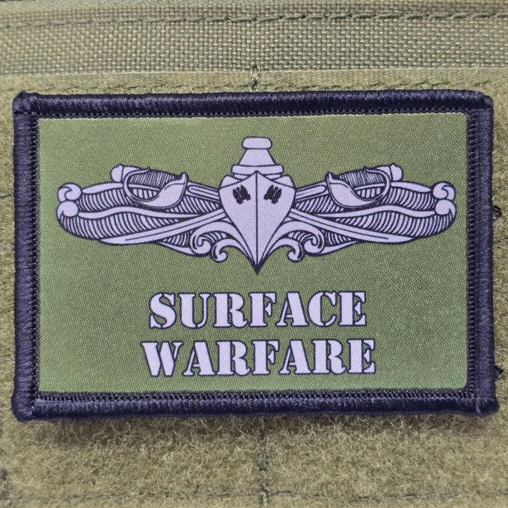 Surface Warfare Patch Navy Moral Tactical USMC Military USA Hook & Loop 3x2