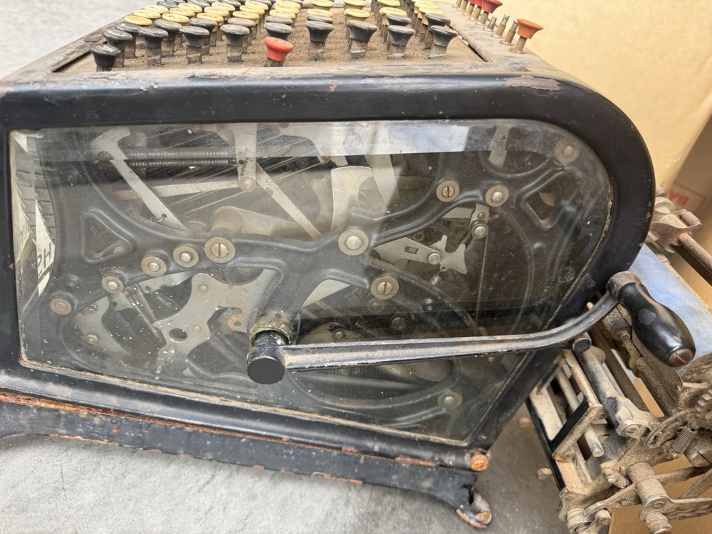 Burroughs Antique Adding Machine w/ Beveled Glass intact – Early Model