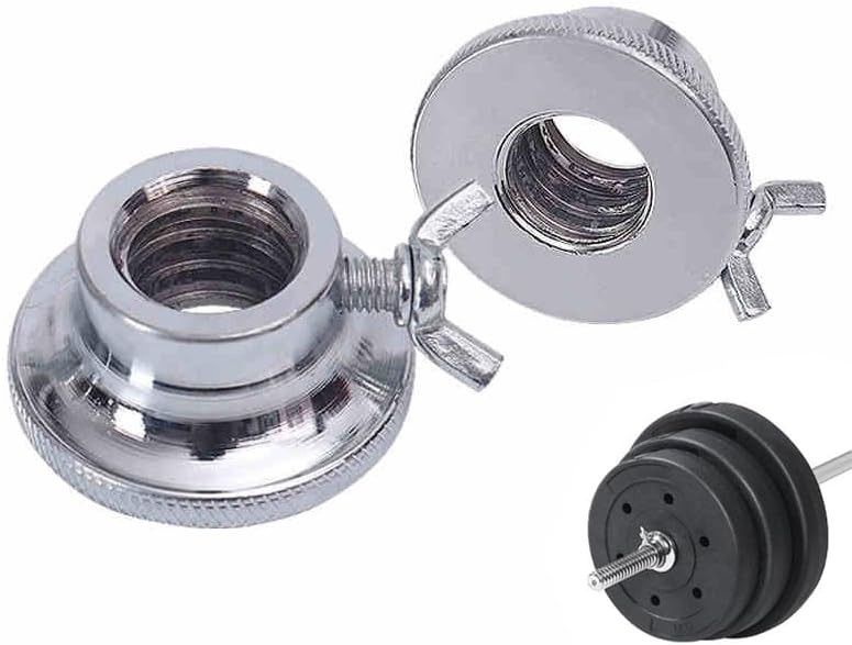 2 Pack Dumbbell Collars Spin Locking Nut with Safety Lock Standard, Silver
