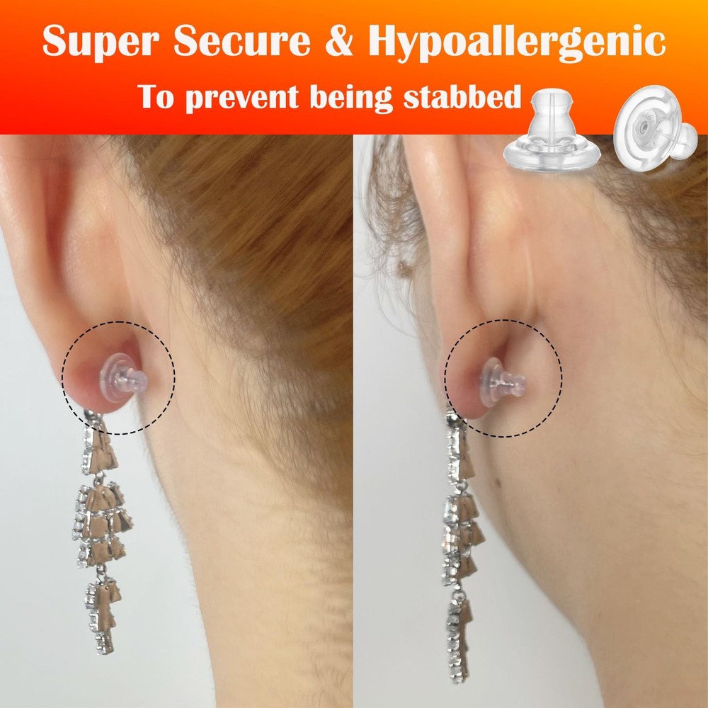 Earring Backs,18K Gold Silicone Earring Backs Replacements for Studs/Droopy