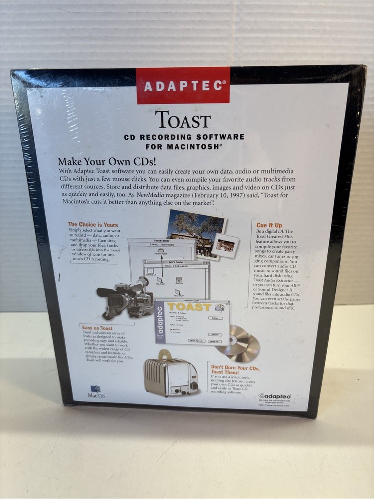 (NEW SEALED!) Adaptec Toast Software for Mac Big Box CD Recording