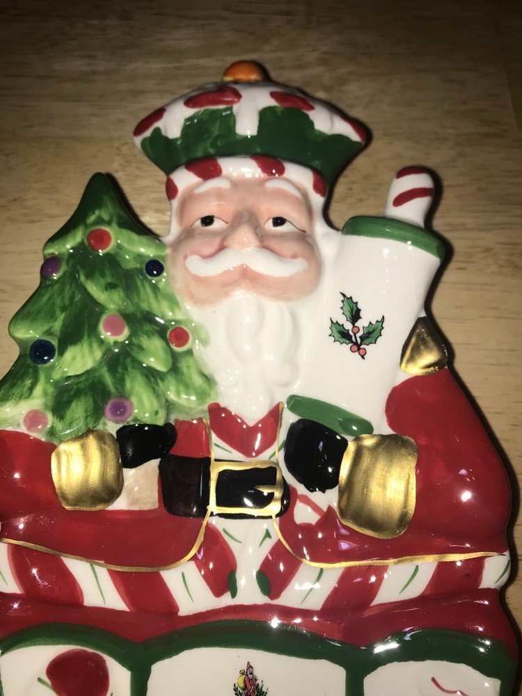 CHRISTMAS TREE SPODE SANTA NUTCRACKER PEPPERMINT SMALL DISH 10" X 5.25"