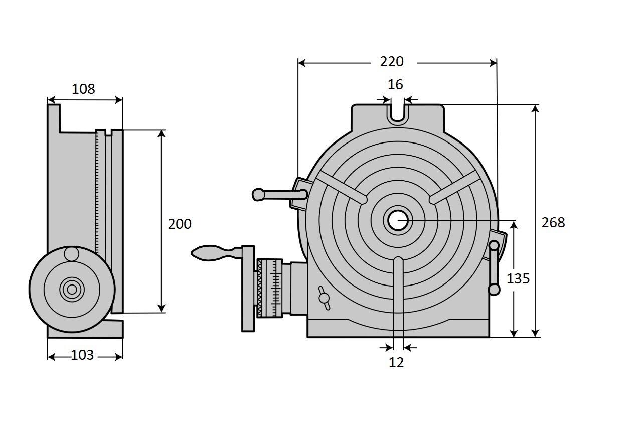 8" HORIZONTAL & VERTICAL ROTARY TABLE w. 8"-4 jaw independent chuck 4 T-nuts