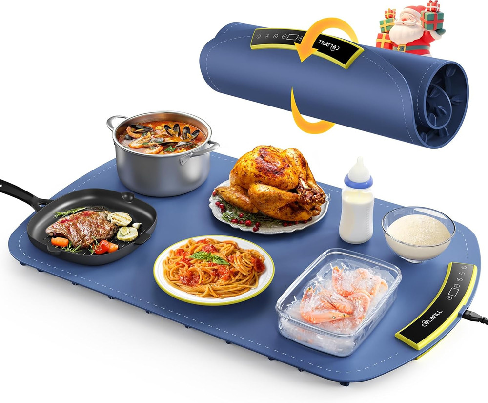 Rapid Heating Food Warming Mat - 8 Temp Settings, Auto-Off, Easy Clean