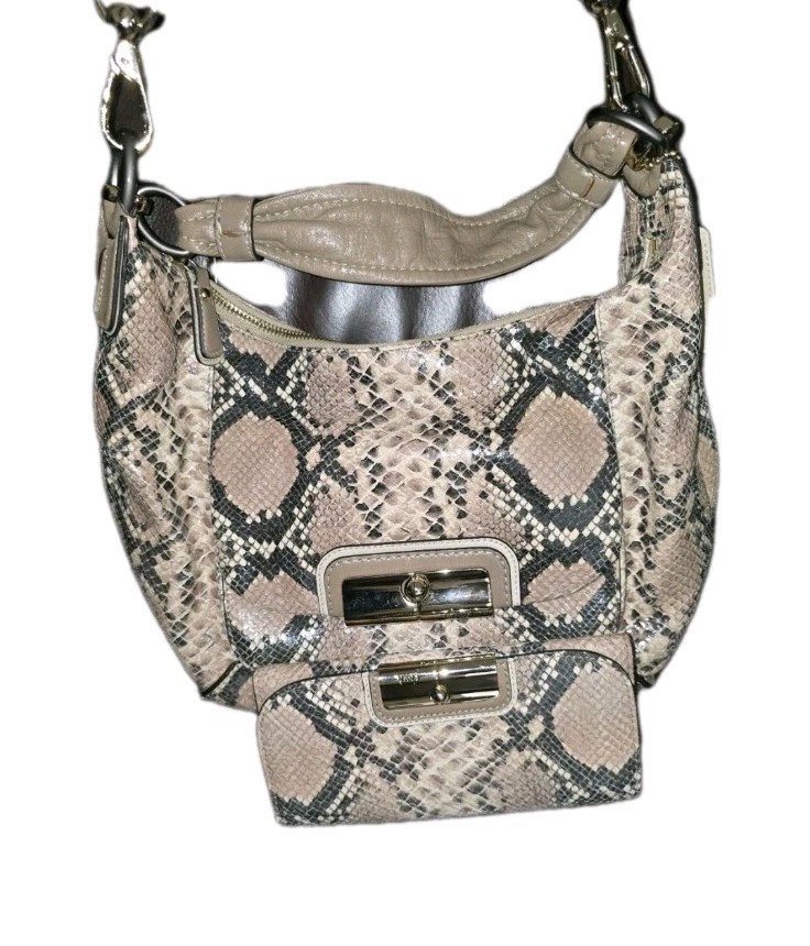 COACH Kristin Embossed Python Leather Satchel Shoulder Bag Purse & Wallet NEW
