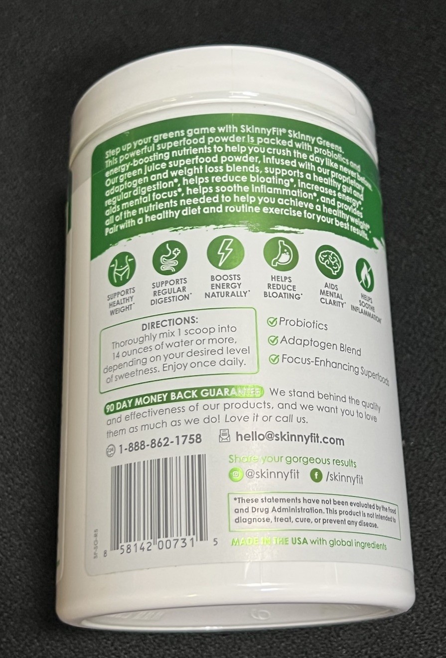 SKINNY FIT SKINNY GREENS (GREEN APPLE) 30 SERVINGS NEW/SEALED EXP 3/27 Freeship*