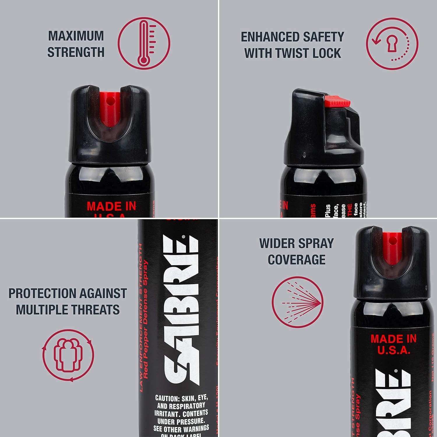 SABRE Magnum 3-in-1 Pepper Spray M-120L - Police Strength Tactical Size 4.36 oz