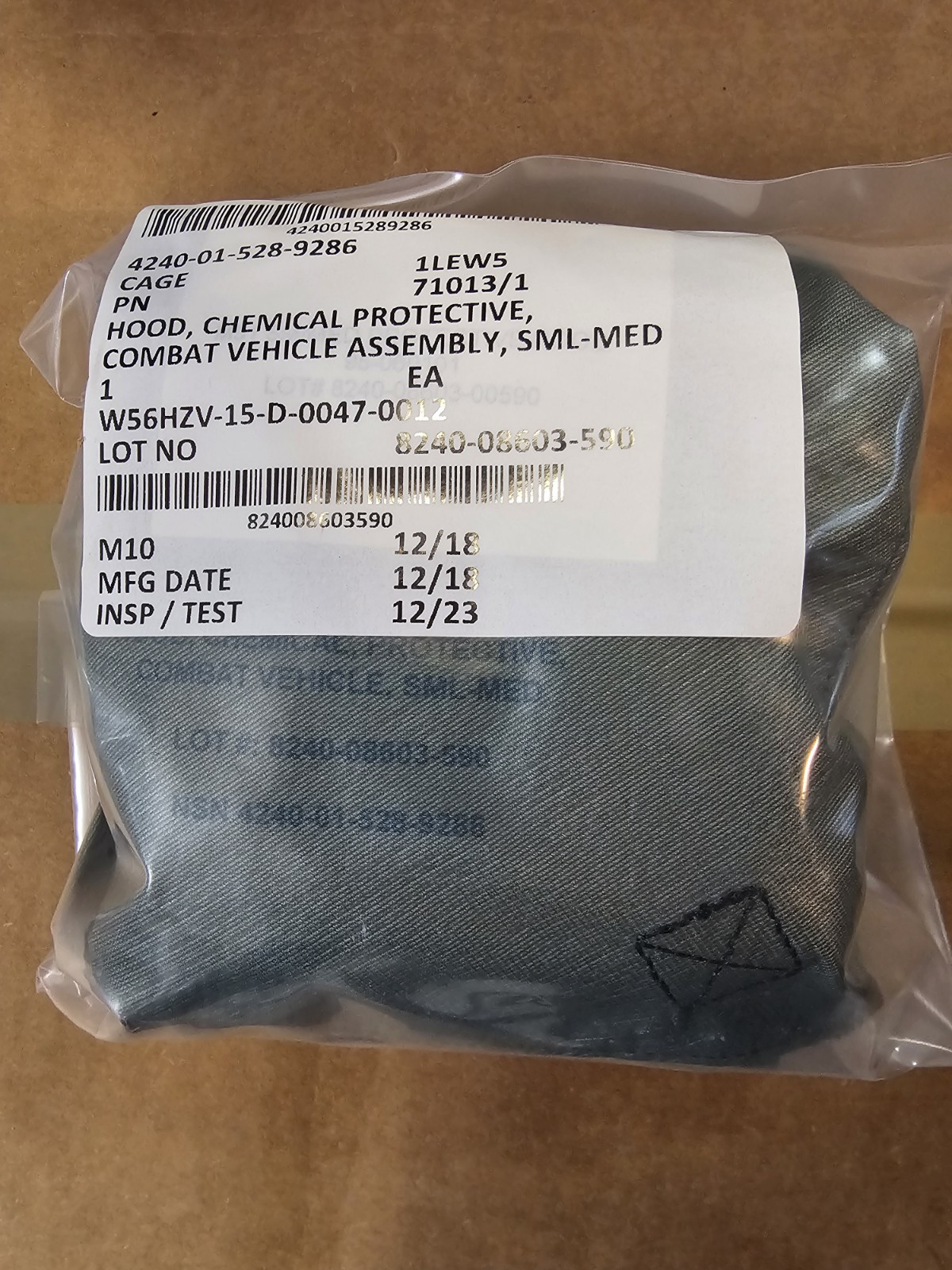 AVON M50/M51 SM/MD gas mask hood/ protective hood assembly. New! NIP